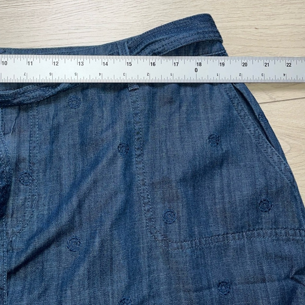 Talbots Denim Skirt NWT Womens 18 Embroidered Circle Design Pockets Belt Navy - Picture 6 of 9
